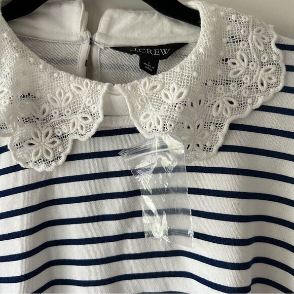 NWT J. Crew French Terry Sweatshirt with Lace Trim - Picture 7 of 8